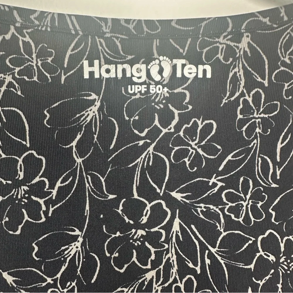 Hang Ten‎ Women's Swim Shirt Size Small Black UV Protection UPF 50+ Floral